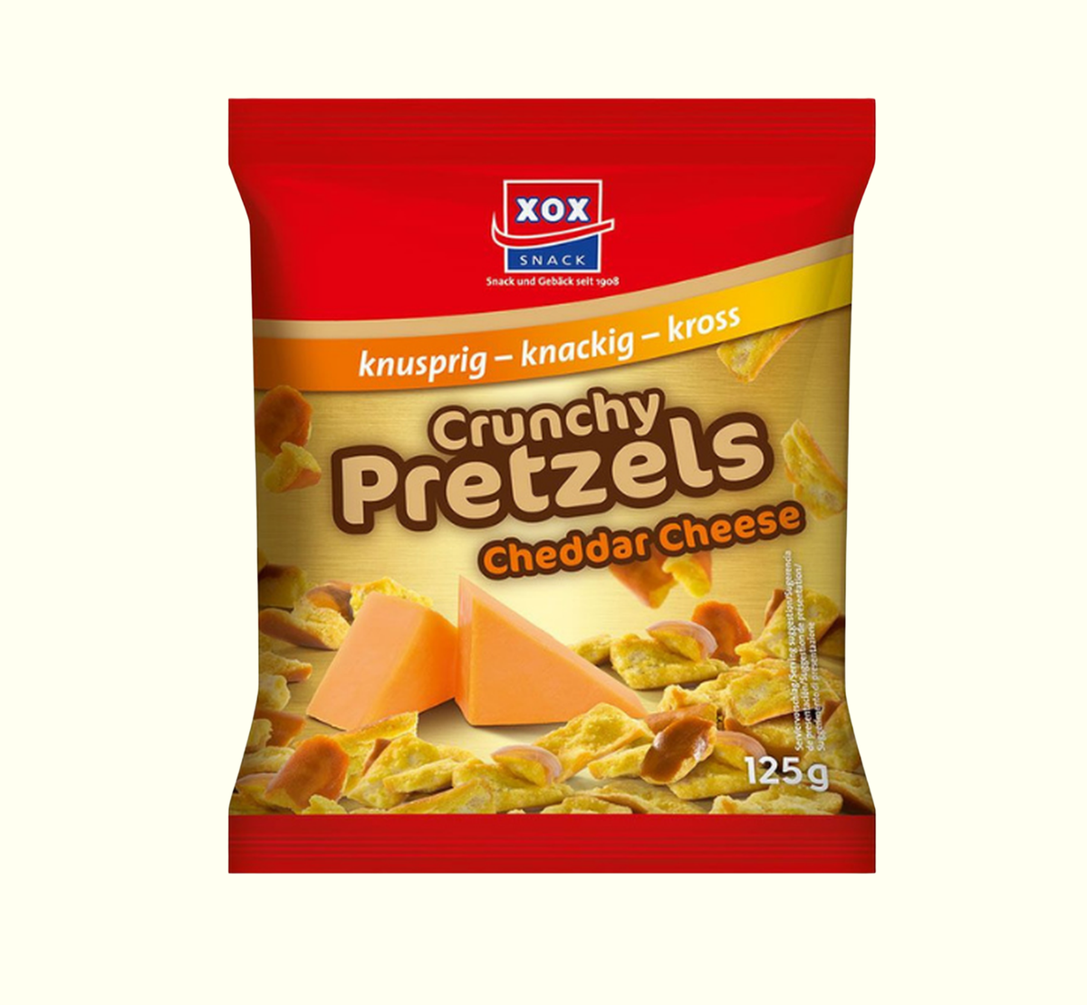 XOX Crunchy Pretzles Cheddar Cheese 125g