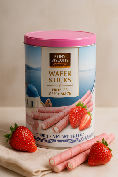 Feiny Biscuits Waffelröllchen mit Erdbeer 400g