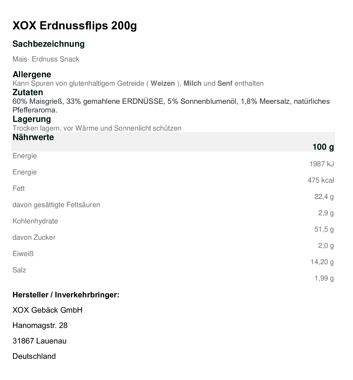 XOX Erdnuss Flips 200g