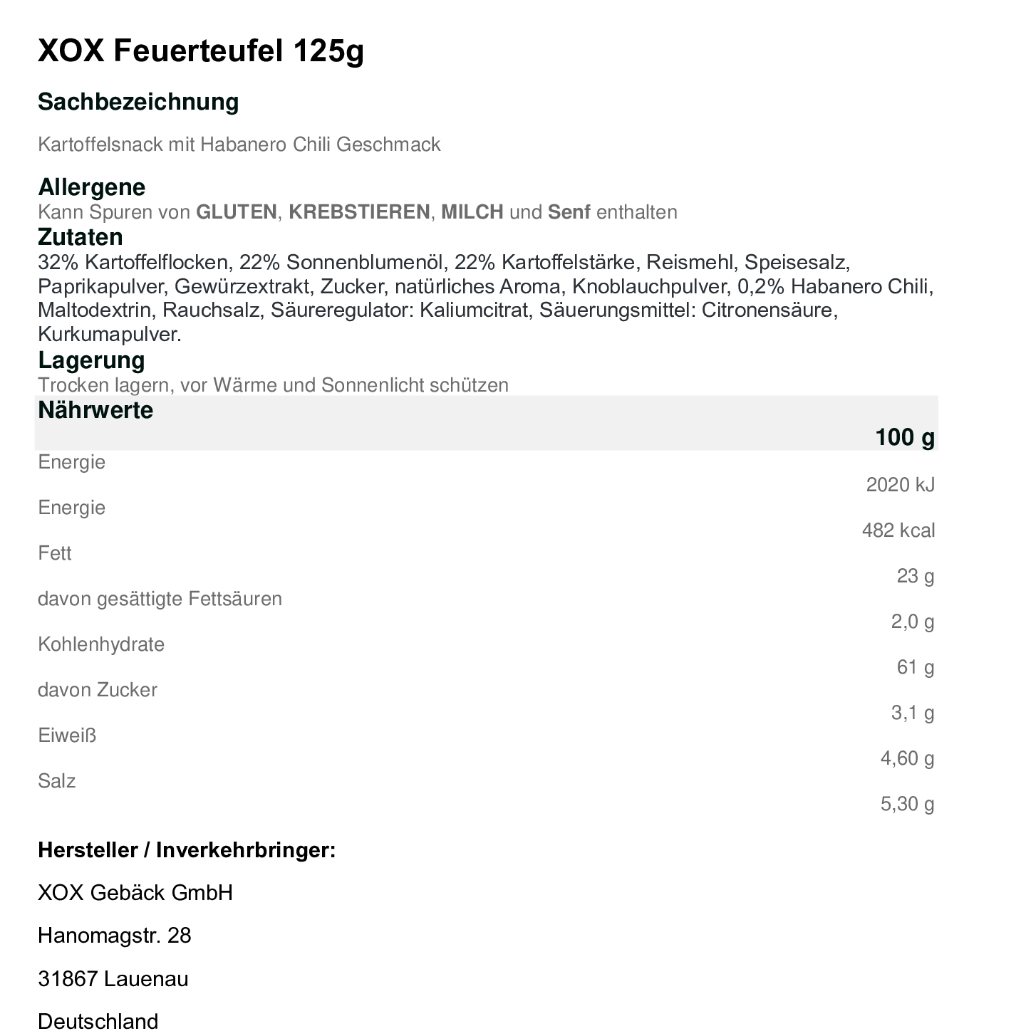 XOX Feuerteufel 125g