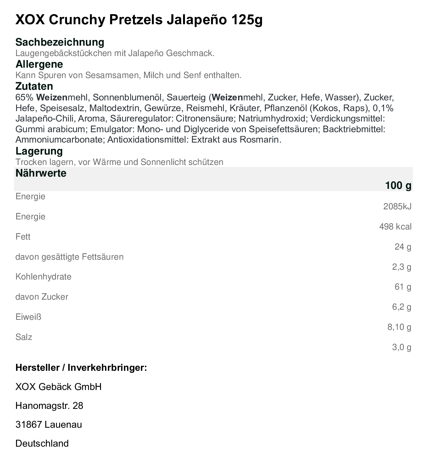 XOX Crunchy Pretzels Jalapeño 125g