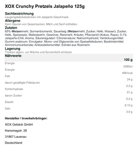 XOX Crunchy Pretzels Jalapeño 125g