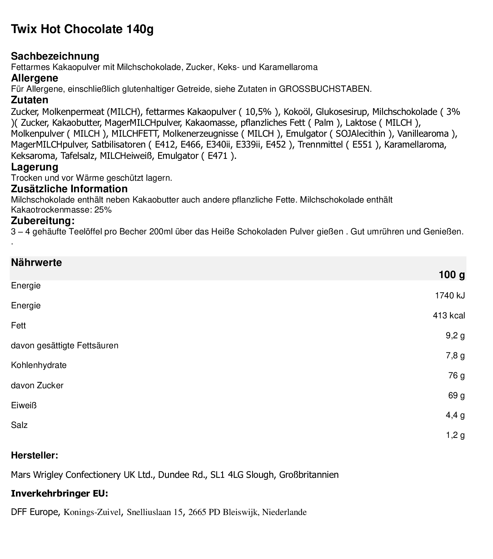 Twix Instant Hot Chocolate – 3 × 140 g | Trinkschokolade mit Karamellnote | Kakao-Getränkepulver für heiße Milch