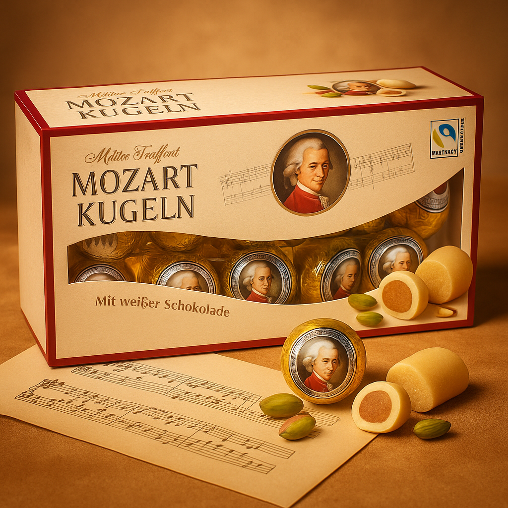Maître Truffout Mozart Kugeln mit weißer Schokolade 200g